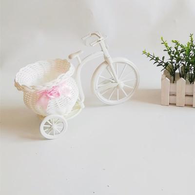 China Bicycle Flower Basket Rattan Tricycle Design Flower Basket Storage Home Sustainable Bamboo White Decoration Woven Storage Basket for sale