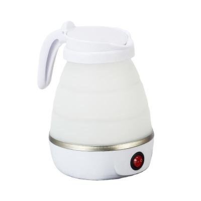 China Hot Sale Food Grade Silicone 600ml Collapsible White Color Travel Folding Portable Electric Kettle With Handle for sale