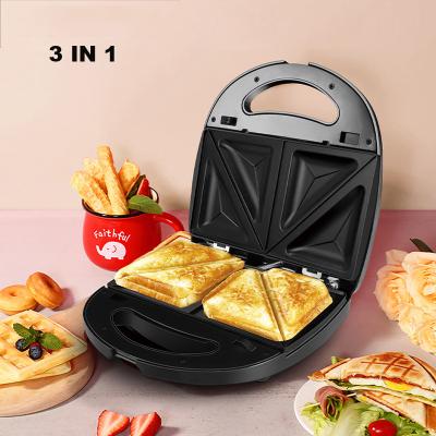 China Household Automatic Thermostatic System Press Detachable Nonstick Coating Grill 750 Watt Waffle Iron 3 in 1 Sandwich Maker for sale