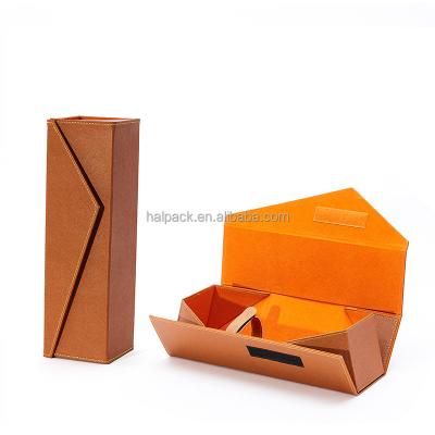 China Recyclable Luxury Custom Folding Custom Leather Wine Box Promotion Box Champagne Beauty Wine Packaging Gift Box for sale