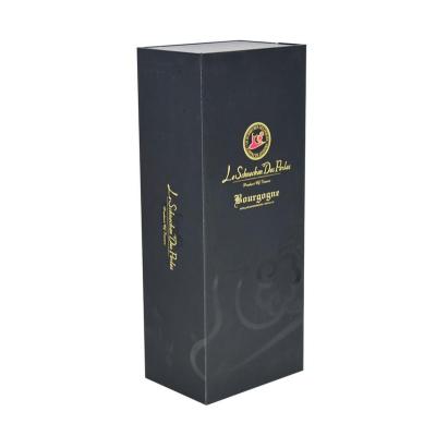 China Custom Recycled Materials Box Black Packaging With Logo Champagne Wine Bottle Boxes for sale