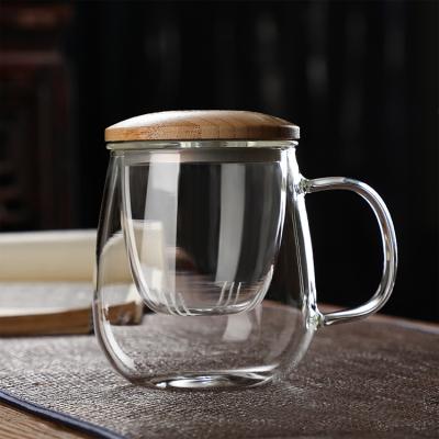 China Viable 3 in 1 Glass Infuser Mug with Bamboo Lid for sale