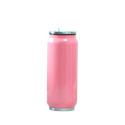 China Sustainable 480ML Stainless Steel Coke Can with Shake- Straw Soda Can with COLORFUL Shake- Straw Cola Cup Mug for sale