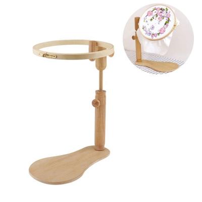 China SHELIKE DIY Embroidery Wooden Cross Stitch Hand Knitting Tools 360 Rotate Hoop Embroidery Frame Adjustable Desktop Stand to Start for sale