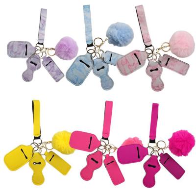 China Lady Lady 2021 New 11 Tools IN 1 Sanitizer Bottle Pom Pom Self Defense Keychain for sale