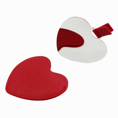 China Personalized Personalized Christmas Gift For Women Heart Shape Unbroken Stainless Steel Hand Pocket Mirrors for sale