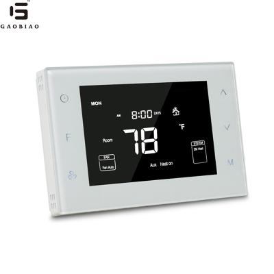 China Tempered Glass + PC Alloy Gaupu GM6-HP-WI Wireless Thermostat for Air Conditioning for sale