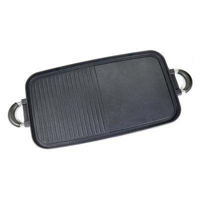 China Factory New Product Long Viable Aluminum Black Frying Pan Long Rectangle Non-Stick Frying Pan for sale