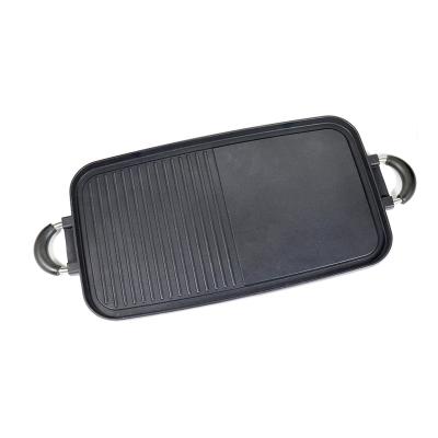 China Last Viable Hot Selling Long Frying Pan Aluminum Black Non-stick Rectangle Home Long Frying Pan for sale