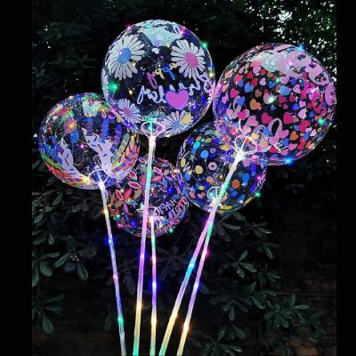 China Gift Toy Uzer LED Printing Bobo Balloons Helium Clear Space Bobo Balloon For Happy Birthday Wedding Decoration for sale