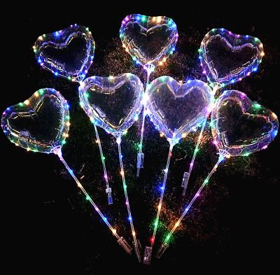 China Toy Party Decoration Heart Shape LED Bobo Balloons Valentine's Day LED Heart Balloons Promotional for sale