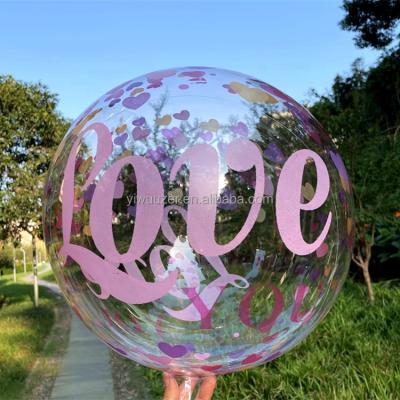 China Gift Toy Uzer 20 Inch Love Printing Helium Clear Clear Bubble Balloon For Valendines Decoration for sale