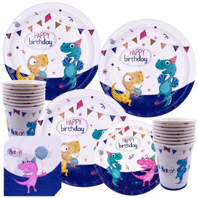 China White Paper Board Dino Party Packs-Dinner Plates Dinosaur Party Supplies Set Birthday Fun Party Tableware Supplies for sale