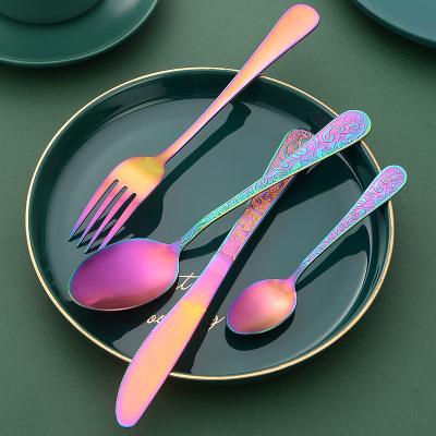 China 4pcs Disposable Kitchen Flatware Knife Knife Disposable Modern Luxury Wedding Spoon Fork Gold Matte Silverware Stainless Steel Cutlery Set for sale