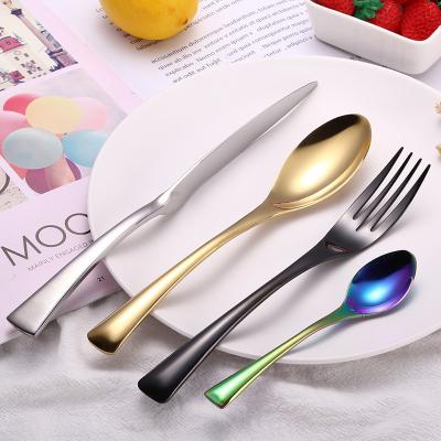 China Viable Wholesale Luxury Stylish Flatware Kaya Mirror Knife Spoon Fork Set Stainless Steel Cutlery Set for sale