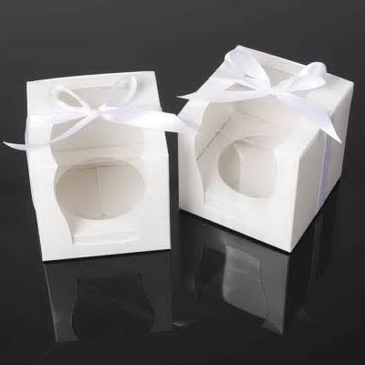 China Recyclable Single Cupcake Box With Base, Removable Insert And Clear Window for sale