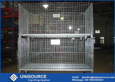 China Durable Welded Steel Wire Storage Cages , Industrial Stackable Pallet Cages for sale