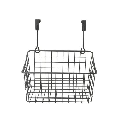 China Viable Over Door Cabinet Organizer Metal Wire Basket Storage Hanging Basket For Kitchen Bathroom for sale