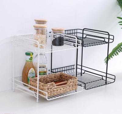 China Kitchen 2 Layer Metal Wire Kitchen Storage Rack Metal Spice Rack Modern for sale