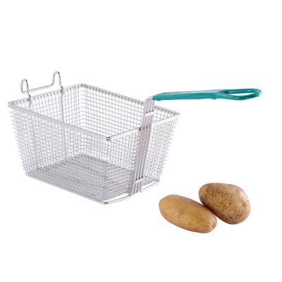 China Sustainable Large Fryer Wire Basket Stainless Steel French Fries Basket for sale