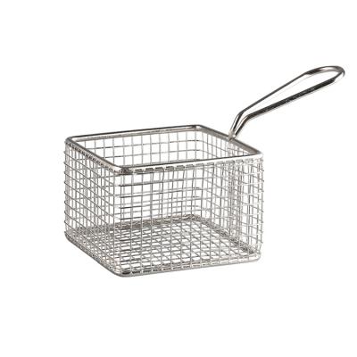 China Sustainable Restaurant Storage French Fries Frying Basket Stainless Steel Square Mini Fry Basket for sale