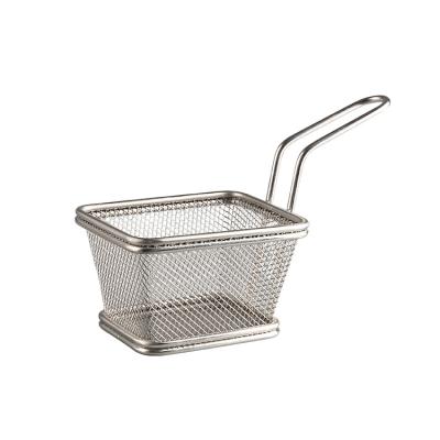 China Viable Metal Mini Chip Baskets Stainless Steel Rectangular Serving Fry Basket for sale