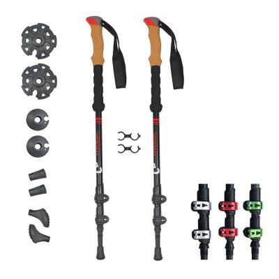 China Multifunctional Light Weight Carbon Aluminum Walking Stick Shockproof Increasing Trekking Poles with Flip Lock for sale