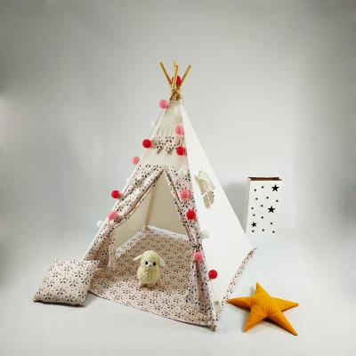 China Toy Playhouse Wood Frame Tent Soft Indoor Kids Canopy Indian Teepee For Child for sale