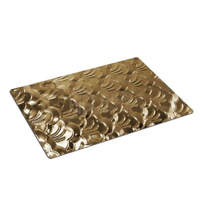 China Build Titanium Gold Color Stamped Model Anti-skidding Stainless Steel Sheet 3D Embossed Plate for sale