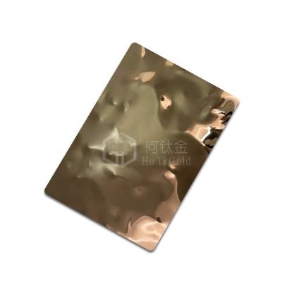 China Building Polish Finish Rose Gold Water Ripple Embossed Decorative Plates Stamp Stainless Steel Sheet For Wall Panel Ceiling Decoration for sale