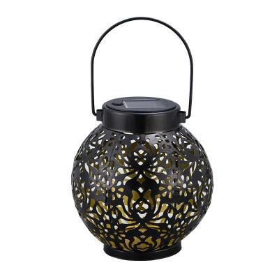 China Chinese pastoral Solar outdoor courtyard LED decorative lamp Chinese courtyard landscape lamp metal hollow hanging lamp for sale