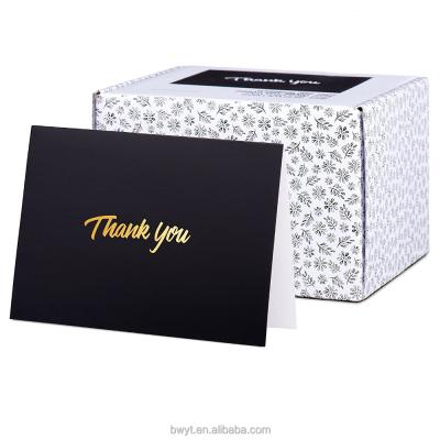 China Black and White Europe Assorted Thank You Cards with Gold Foil Embossed and Self-Adhesive Envelopes, 100pcs/Box for sale