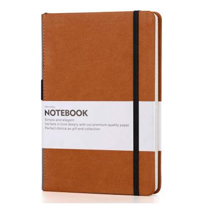 China Hardcover Book Classic Leather Notebook, 8.4*5.7 inch, 90 Premium Thick Pages, with Pen Holder, for sale