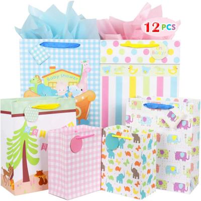 China Biodegradable Assortment Heavy Duty Baby Gift Paper Bag for Baby Shower, Birthday Parties for sale