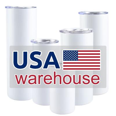 China USA Warehouse 20oz Stainless Steel Sublimation Blanks Insulated Straight Double Walled Straight Skinny Tumbler In Stock for sale