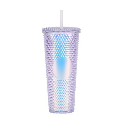 China Viable USA Warehouse Matte Studded Tumbler With Lid And Straw Acrylic Wholesale Mug Customized Logo Color 24OZ/710ML for sale