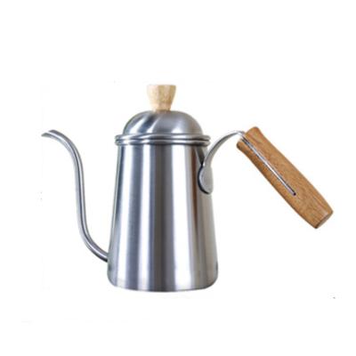 China Stainless Steel Gooseneck Spout Tea Kettles With Wooden Handle Stainless Steel Coffee Pot for sale