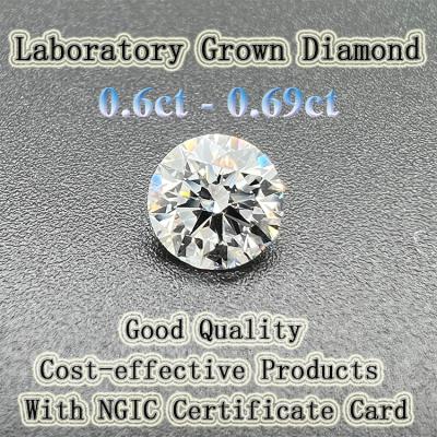 China Round 5.3-5.6mm Polish 0.6-0.69ct DE VS Quality With NGIC Certificate HPHT CVD Lab Made Diamond Synthetic Lab Grown Diamond for sale