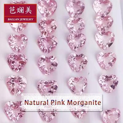 China Polishing Heart Shape 5.0mm | 10.0mm Eye Grade Medium Clean Pink Color Natural Pink Morganite for sale