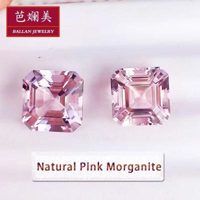 China Polishing Asscher Cut 5.0mm | 10.0mm Eye Grade Medium Clean Pink Color Natural Pink Morganite for sale