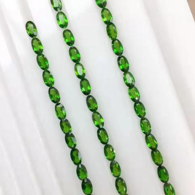 China Oval Shape 4x3mm~10x8mm Eye Clean Polishing Quality Loose Calibrated Gemstone Green Diopside For Jewelry Setting Natural Chrome Diopside for sale