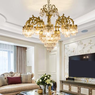 China Vintage Modern Classic French Pendant Light Living Room Luxury Led Brass Crystal Chandelier Light for sale