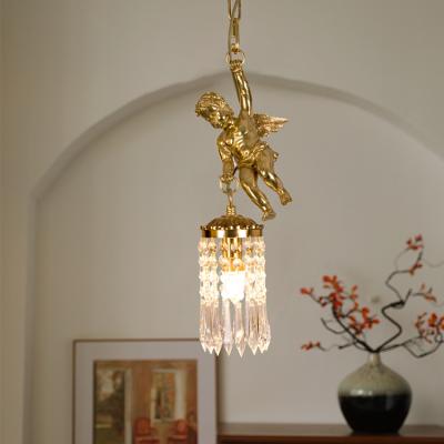 China French Simple Classic Style Angel Shape Bedroom Chandelier Led Brass Crystal Pendant Lamp for sale