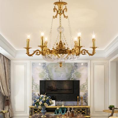 China Modern Design French Interior Living Room Modern Personality Style Led Chandelier Brass Glass Light for sale