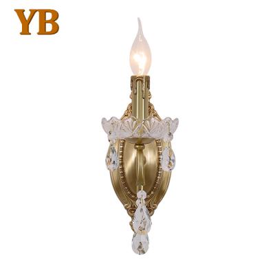 China Modern French Modern Living Room Bedroom Candle Form Crystal Luxury Led Wall Lamp Brass Decorative for sale