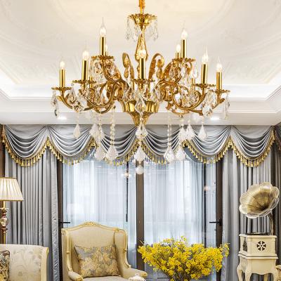 China European Classic High Quality French Luxury Living Room Home Decorative Brass Led Crystal Chandelier for sale