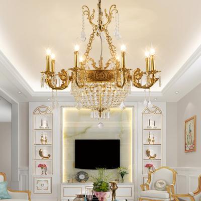 China Modern Led Brass Decorative Crystal Chandeliers Light Gold French Custom Made Modern Dining Room for sale