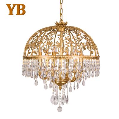 China Luxury Led Brass Hanging Crystal Chandelier Light Lantern Light Modern High Quality Bedroom Living Room for sale