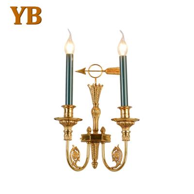 China French Vintage Corridor Bedroom Bracket Candle Form Decorative Luxury Led Brass Wall Lamp for sale