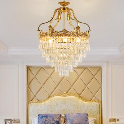 China European Modern Luxury Decoration LED K9 Crystal Chandelier Light Brass Pendant Lamp for Dining Room for sale